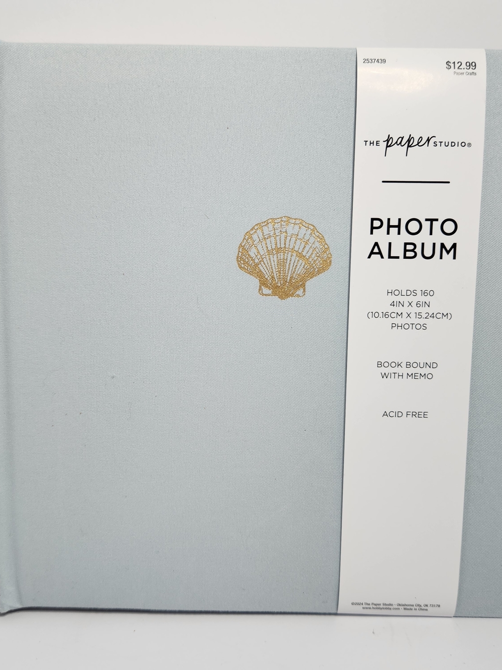 The Paper Studio Light Blue Photo Album with Gold Shell Accent